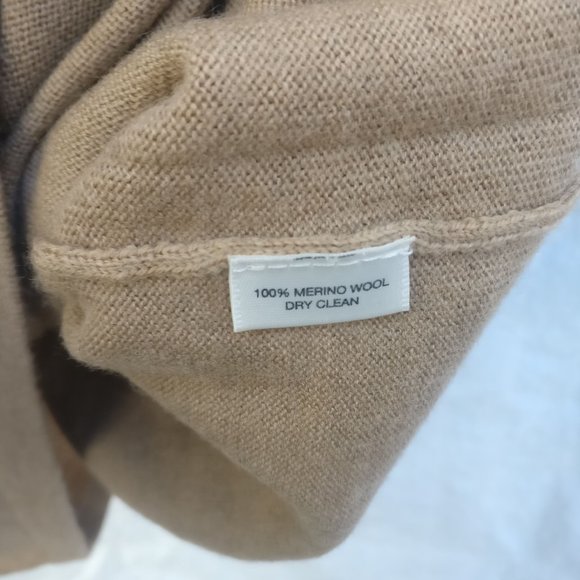 Simple Wool ribbed Knit Sweater Dress 100% Merino Wool, Camel brown - Picture 4 of 6